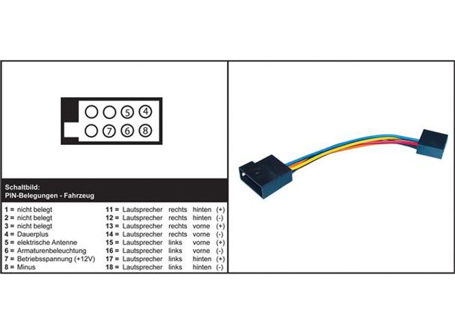 Hovedbilde AIV 410106 ISO-adapter bytter rød og gul ledning Audi / Skoda / Suzuki / Peugeot