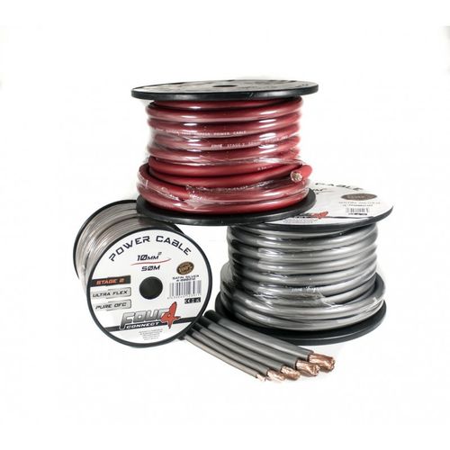 4 Connect 4-800211 10mm2 strømkabel, rød, 100% ren kobber STAGE 2 serien (lm)