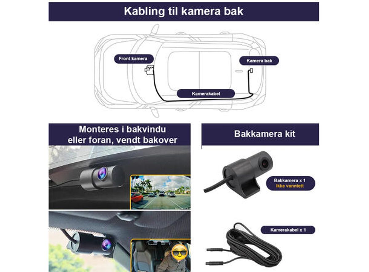 Fitcamx HD2-6019-4K-D Integrert 4K Dashcam foran+bak MB GLK (X204) 2010-2015
