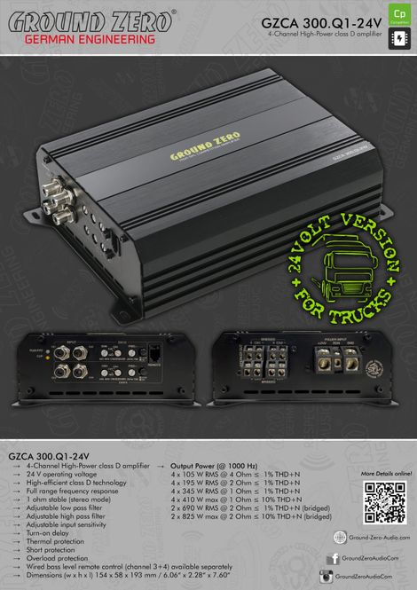 Hovedbilde Ground Zero GZCA 300.Q1-24V 4x345W High SPL Competition