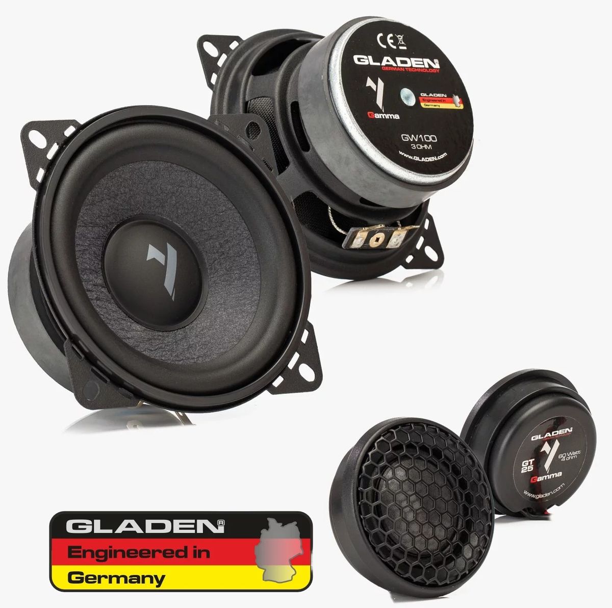Gladen GAMMA 100.2 80W RMS 3 Ohm 4” komponentsett