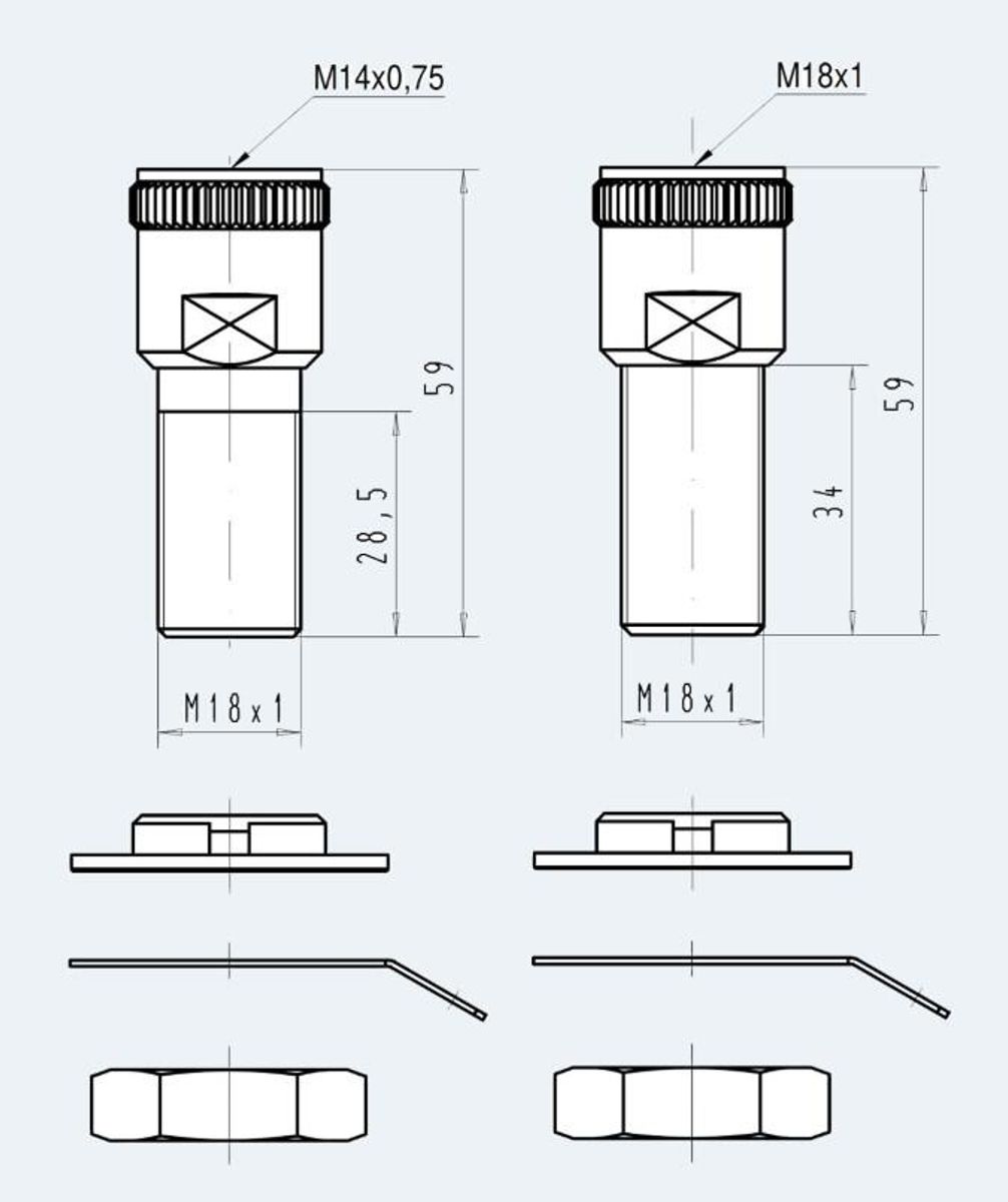 ATTB Gjengeforlenger ALU - 56mm M14/M18 med mutter