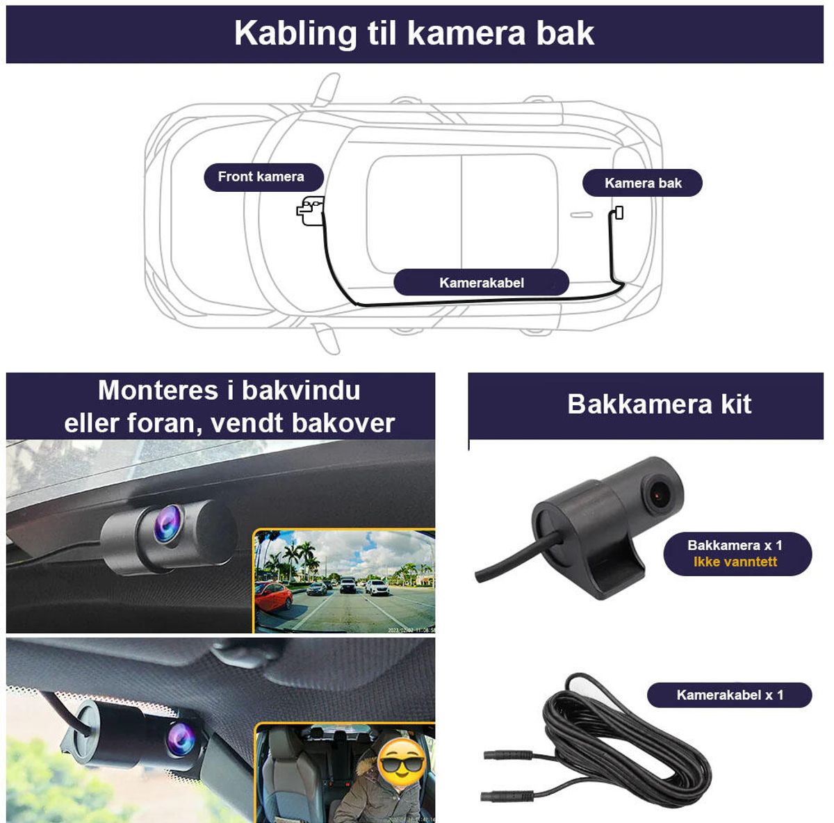 Fitcamx 4K Dashcam (foran+bak) Range Rover (2013 -->) 